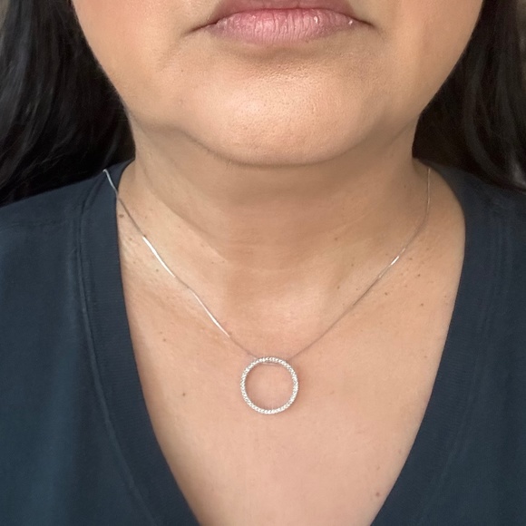 Diamond Circle Pendant in Sterling Silver - Picture 1 of 12
